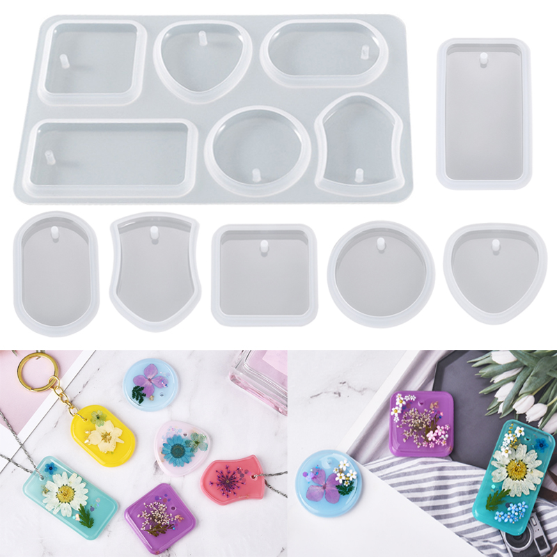 Silicone Epoxy Resin Molds Set - Keychain بها بنفسك سلسلة المفاتيح قلادة