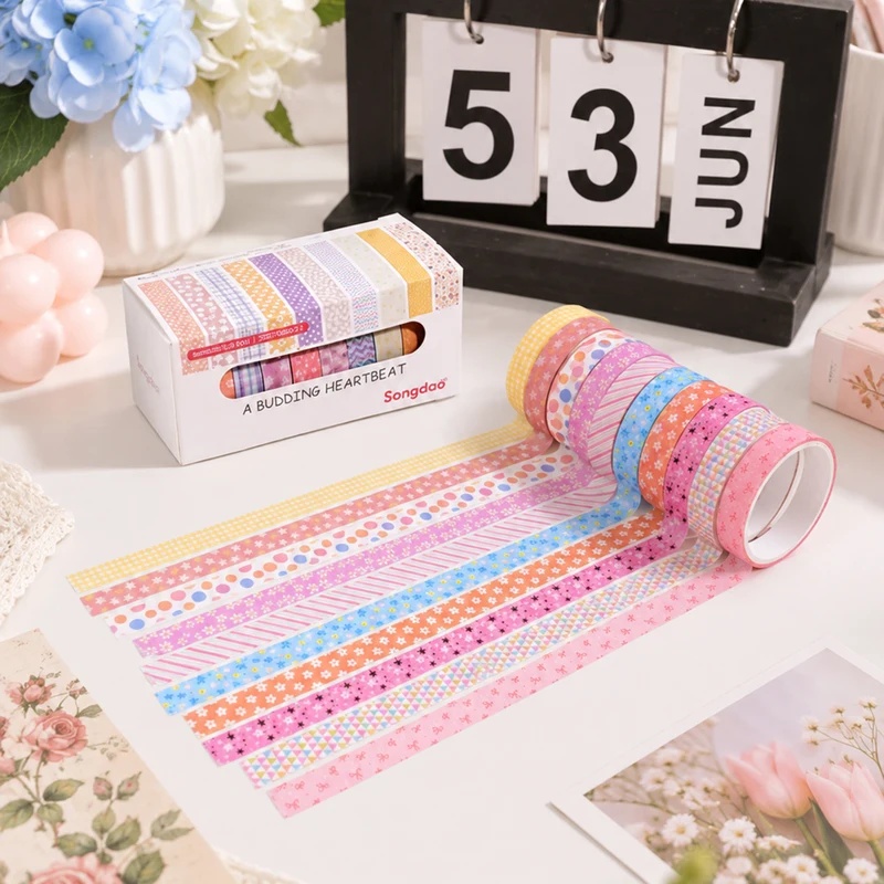 Scrapbooking - 10 لفات من شريط الواشي الزهري