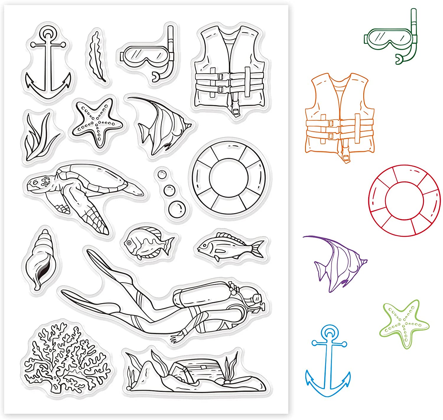 1 قطعة عالم المحيط الغوص واضح  - مراجعة Clear Silicone Stamps For Card Making وسعره