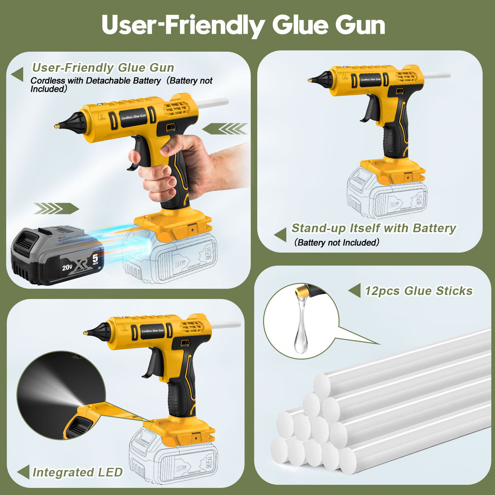 مسدس غراء حراري لاسلكي بقوة 10 - مراجعة Hot Melt Glue Gun Cordless وسعره