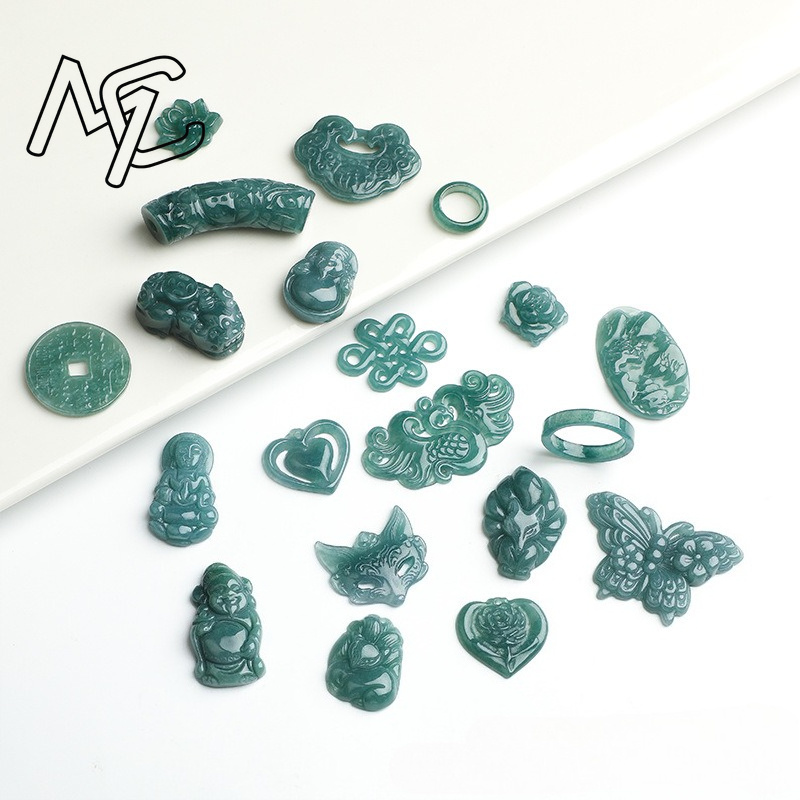 قطعتان من حجر اليشم الأزرق الط - مراجعة Beading وسعره