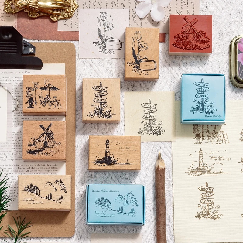 أختام مطاطية خشبية عتيقة، بتصم - مراجعة Scrapbooking وسعره