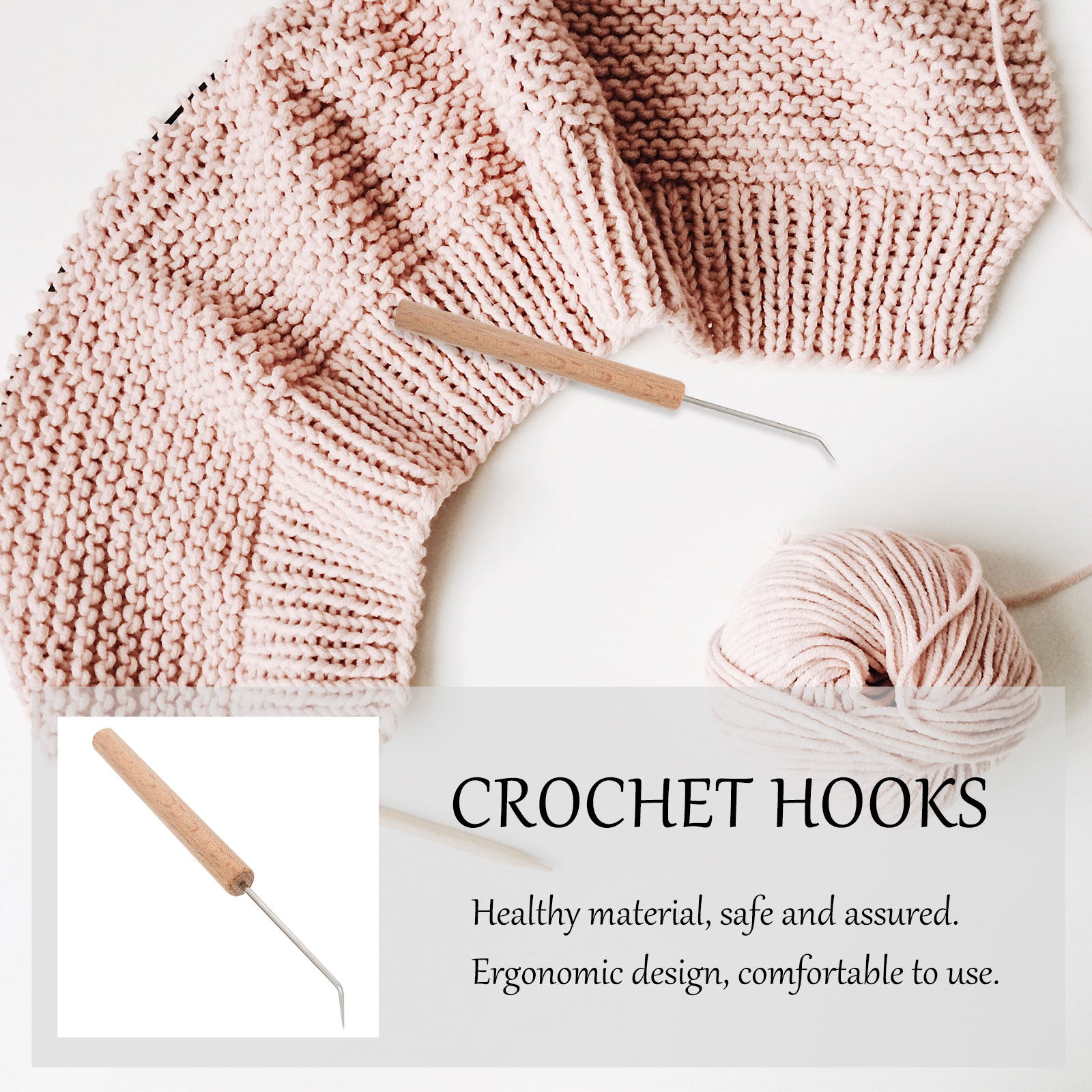 1 قطعة، خطافات كروشيه بمقبض خش - مراجعة Wooden Crochet Hooks Ergonomic Handle وسعره